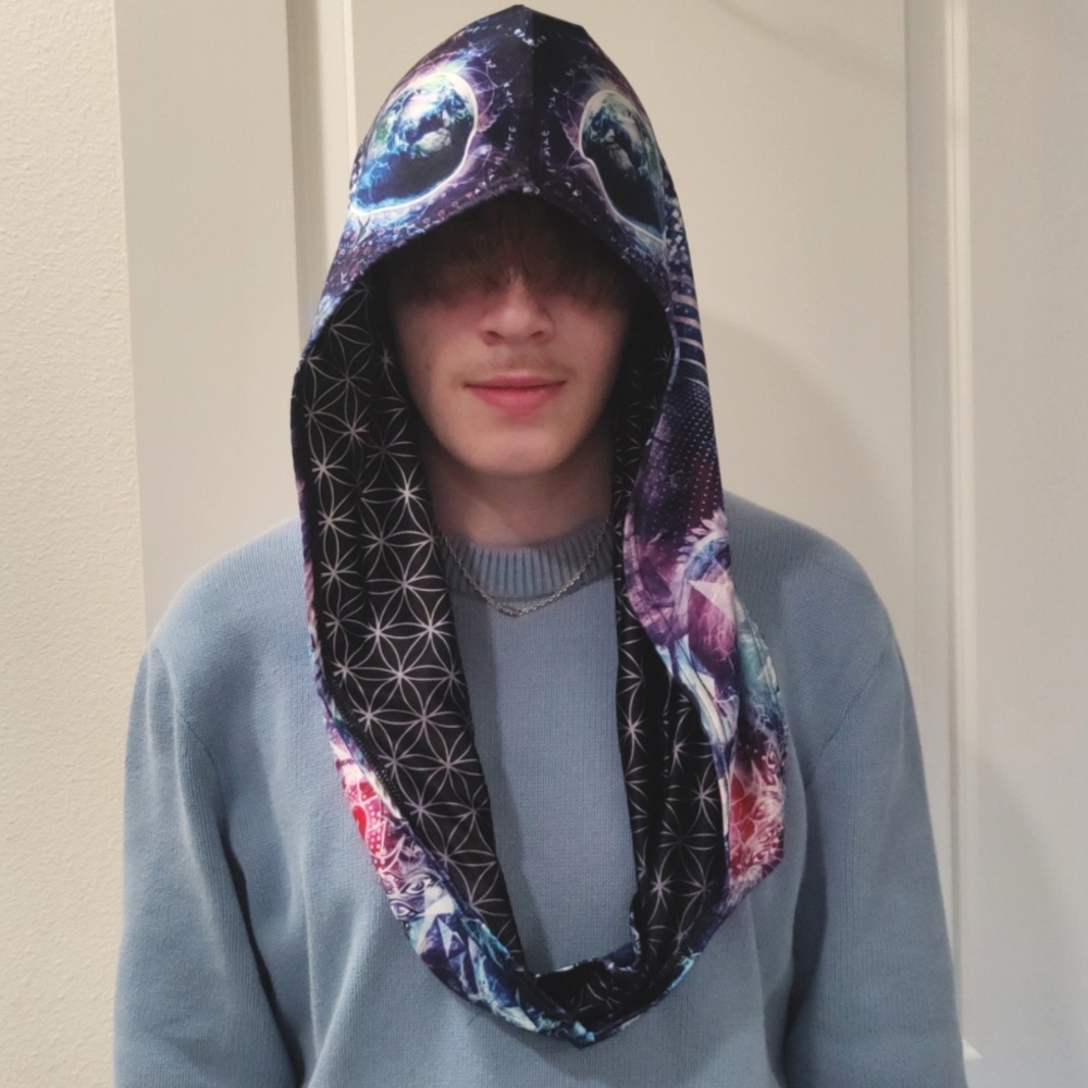 Reversible Psychedelic Cowl Neck Hood